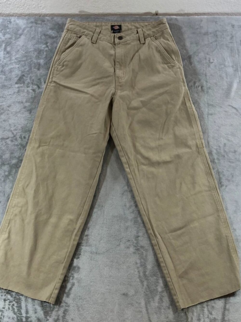 Dickies Women 10 Duck Canvas Raw Hem Straight Leg Work Pants Tan Khaki